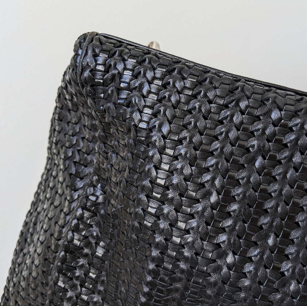 Christian Dior Black Woven Leather Medium Soft Lady Dior Tote Bag - Picture 15 of 16
